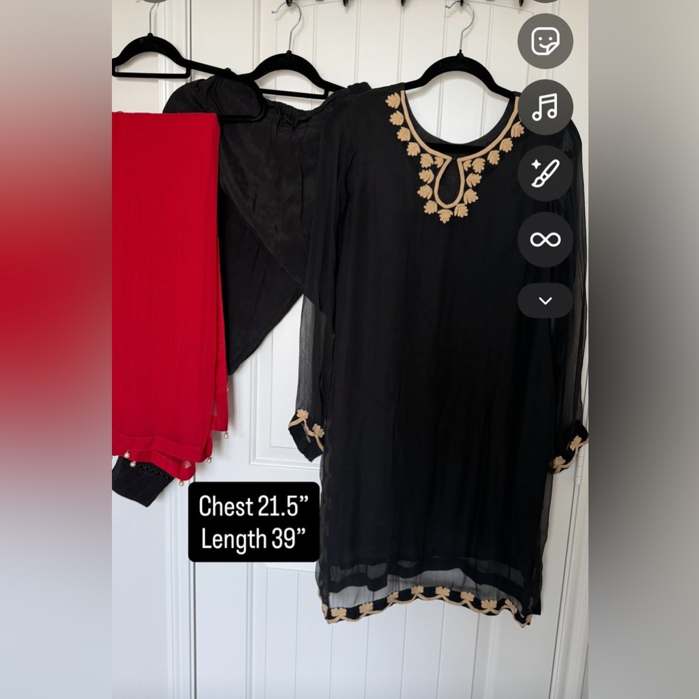 Black and Gold Embroidered Women's Top